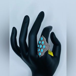 NWT 2.05CTW Sleeping Beauty Turquoise Ring In Black Oxidized Sterling Silver